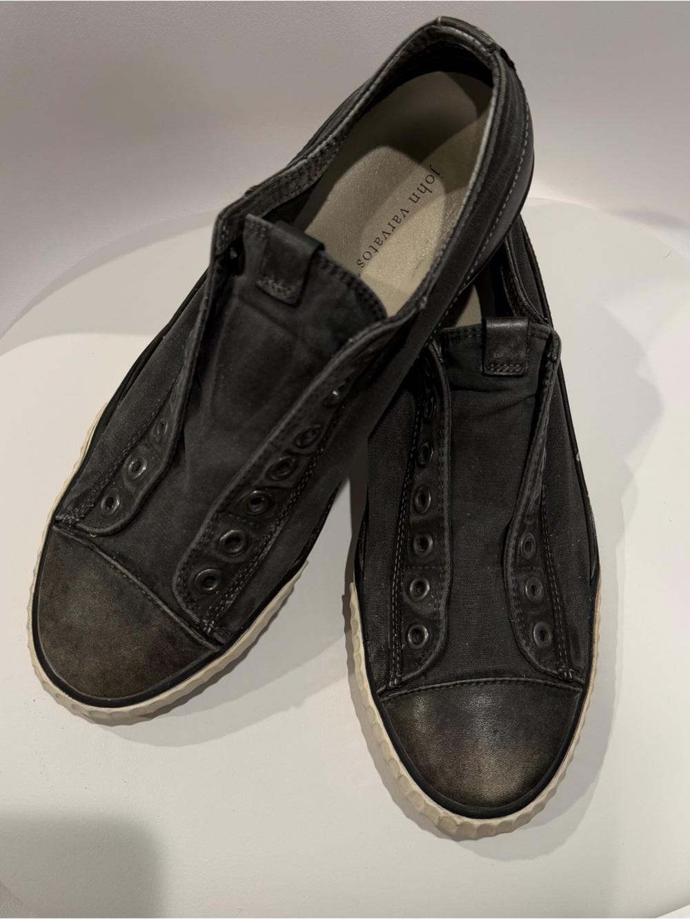 John Varvatos Volc Laceless Low Combo Leather and Canvas Sneakers Shoes Men’s 9M